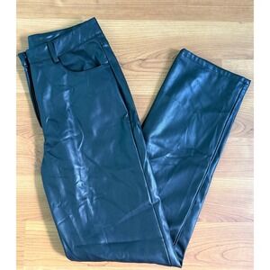Autres Filles Faux Leather Pants Womens S Black Straight Leg Preppy